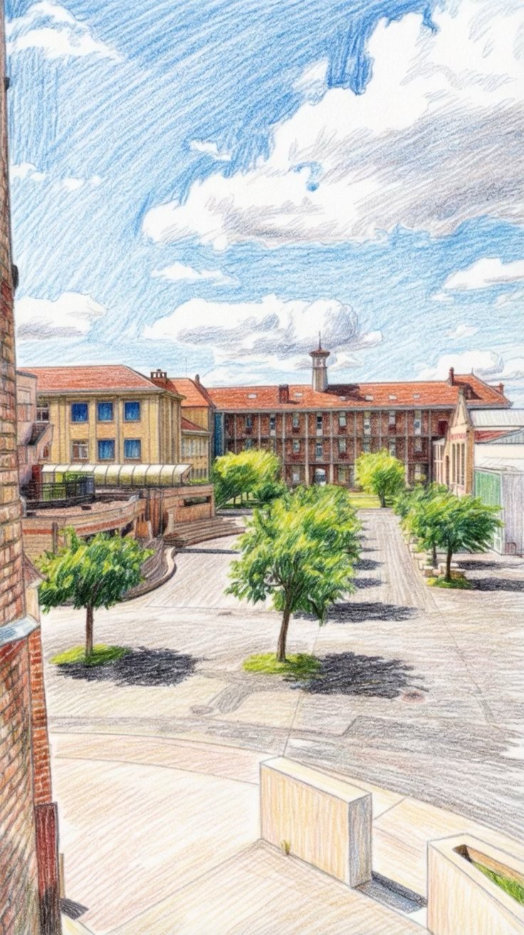 Illustration de la cour du lycée LTE de Vierzon
